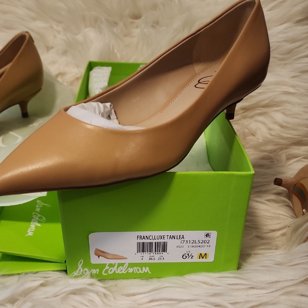 Sam Edelman Women's Tan Leather Kitten Heels